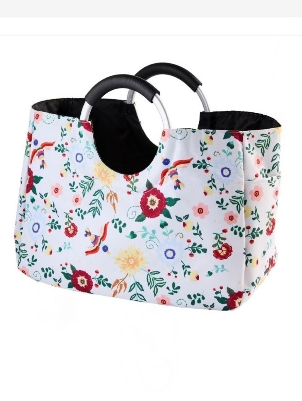 CITY TOTE Floral Print Shopper Tote Bag Dual Handle Soft Grip 17x9x2